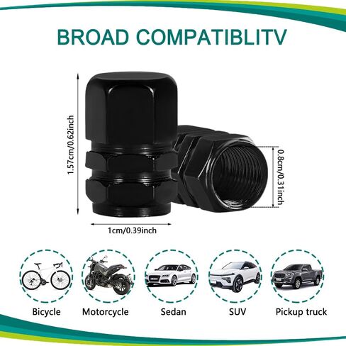 8pcs Car Tyre Valve Cap Cap ، غطاء غطاء الهواء ، وغطاء الغبار من ألومنيوم مضاد للآفاق مع ختم مطاطي ، وملحقات غطاء صمام العجلة الشامل لشاحنة سيارات سيارات الدفع الرباعي (الأخضر ، 8pcs) in Saudi Arabia