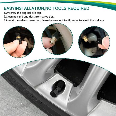 8pcs Car Tyre Valve Cap Cap ، غطاء غطاء الهواء ، وغطاء الغبار من ألومنيوم مضاد للآفاق مع ختم مطاطي ، وملحقات غطاء صمام العجلة الشامل لشاحنة سيارات سيارات الدفع الرباعي (الأخضر ، 8pcs) in Saudi Arabia