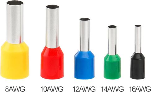 Baomain 1200pcs Wire Copper Crimp Connector Kit AWG 22/20/18/16/14/12/10/8 Assorted Insulated Ferrule Pin Cord End Terminal Set White Gray Red Black Blue Yellow in Kuwait