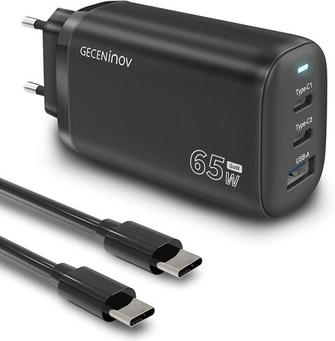 GECENinov USB C Charger 33W, GaN PPS Compact Rapid Charger Block, USB C Wall Plug for Galaxy S23 Ultra, i-Phone 15 / Pro/Por Max, MacBook Air, i-Pad Mini, etc. (Cable not Included) - Black in Saudi Arabia