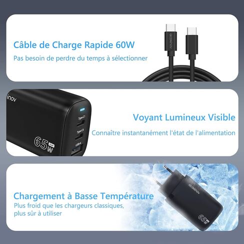 GECENinov USB C Charger 33W, GaN PPS Compact Rapid Charger Block, USB C Wall Plug for Galaxy S23 Ultra, i-Phone 15 / Pro/Por Max, MacBook Air, i-Pad Mini, etc. (Cable not Included) - Black in Saudi Arabia
