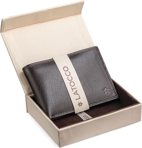 Men's Genuine Leather Wallet Bifold with Flip ID- RFID Blocking Slim Leather Wallets for Men- Aurum Series- Gift for Him- Dad Gifts in Saudi Arabia