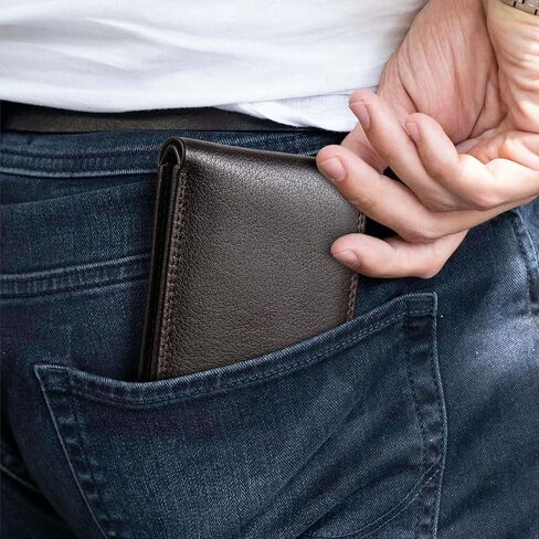 Men's Genuine Leather Wallet Bifold with Flip ID- RFID Blocking Slim Leather Wallets for Men- Aurum Series- Gift for Him- Dad Gifts in Saudi Arabia