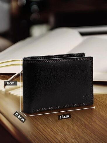 Men's Genuine Leather Wallet Bifold with Flip ID- RFID Blocking Slim Leather Wallets for Men- Aurum Series- Gift for Him- Dad Gifts in Saudi Arabia