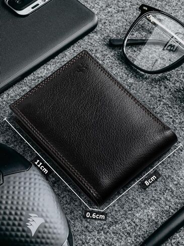Men's Genuine Leather Wallet Bifold with Flip ID- RFID Blocking Slim Leather Wallets for Men- Aurum Series- Gift for Him- Dad Gifts in Saudi Arabia