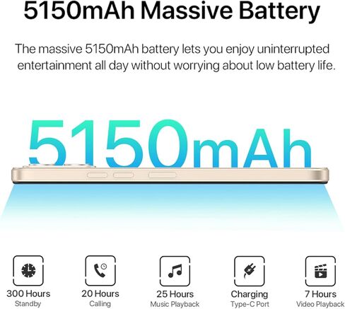 UMIDIGI C2 هاتف خلوي غير مقفل، Android 13 بطارية 5150 مللي أمبير في الساعة مع شاشة كاملة 6.52 بوصة MediaTek Helio A22 هاتف ذكي 3 جيجا بايت رام + 32 جيجا بايت روم 256 جيجا بايت قابلة للتوسيع 13 ميجا بيكسل هاتف محمول in Saudi Arabia