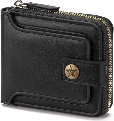 Wallet Men Leather Bifold Wallets For - Flap ID Window Zip Coin Pocket Mensr Wallets - Big Capacity Credit Card Travel Wallet in Kuwait