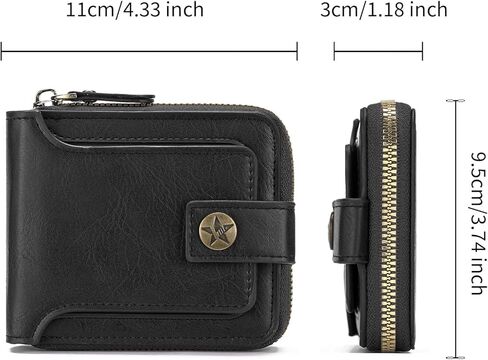 Wallet Men Leather Bifold Wallets For - Flap ID Window Zip Coin Pocket Mensr Wallets - Big Capacity Credit Card Travel Wallet in Kuwait