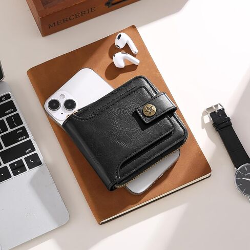 Wallet Men Leather Bifold Wallets For - Flap ID Window Zip Coin Pocket Mensr Wallets - Big Capacity Credit Card Travel Wallet in Kuwait