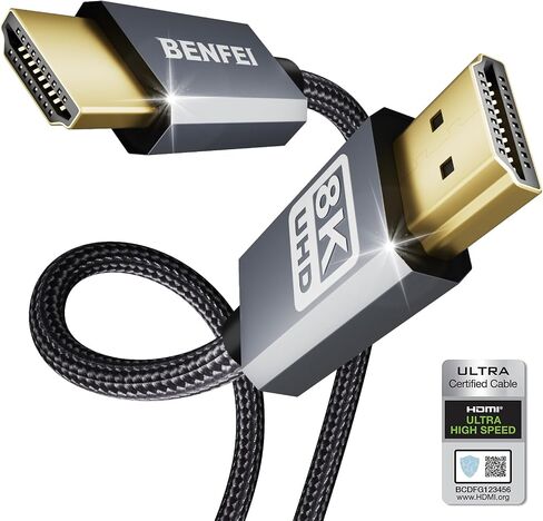 BENFEI 8K HDMI to HDMI 10ft Cable, Certified Ultra High Speed HDMI Cable 4K@240Hz, 8K@60Hz, HDMI 2.1, 6 Feet, 48Gbps, Aluminum Shell, Nylon Braided in Saudi Arabia