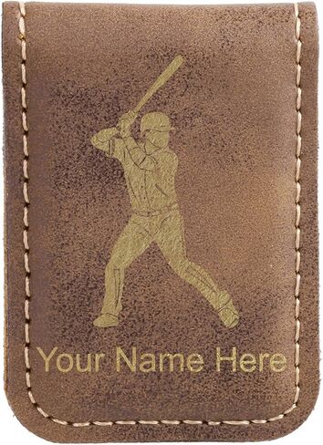 LaserGram Slim Magnetic Money Clip, Baseball Player 2, Personalized Engraving Included (Rustic) in Saudi Arabia