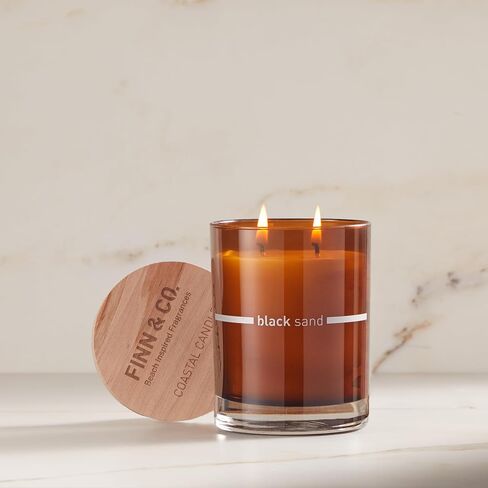 Finn & Co. Sand Sand Candle - مزيج شمع الصويا مع العطر المستوحى من الشاطئ - حرق طويل الأمد ونظيف - شمعة جرة زجاجية أنيقة للديكور المنزلي ، والعلاج العطري والهدايا | 9.5 أوقية in Saudi Arabia