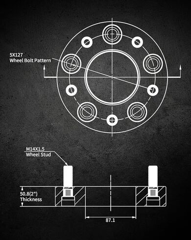 EVIL ENERGY 5x5 Wheel Spacers 2 inch Compatible for Jeep Wrangler 2018-2023, 5x127 mm 5 Lugs 87.1 mm Hub Bore M14x1.5 Studs Black, Not Hubcentric in Saudi Arabia