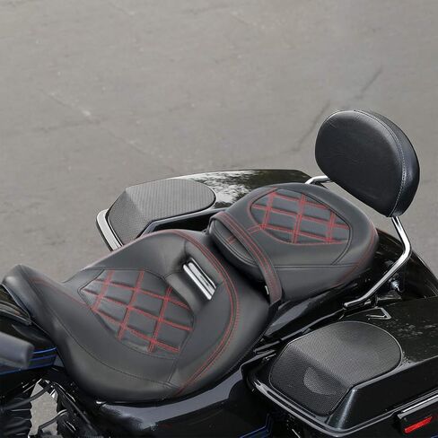 Low Profile Pillion Passenger Rider Seat fits for Harley Davidson Touring and Tri Glide models 2009-2023, for Road King Street Glide Road Glide Electra Glide models in Saudi Arabia