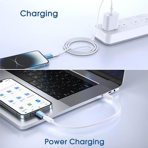 محول TechMatte USB C من النوع C إلى Lightning [عبوة من قطعتين] شحن 12 وات متوافق مع iPhone 14 والموديلات السابقة iPad iPod AirPods، وليس لسماعات الرأس/OTG Android حامل مضاد للفقد، فضي in Kuwait