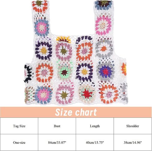 Floral Crochet Tank Tops for Women Summer Boho Square Neck Sleeveless Crochet Crop Top Hollow Out Short Beachwear White in Saudi Arabia