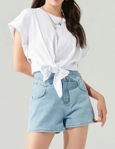 Womens Solid Ruched Tie Front T Shirt Summer Basic Tee Shirts Cap Sleeve Crop Tops Outfits in Saudi Arabia