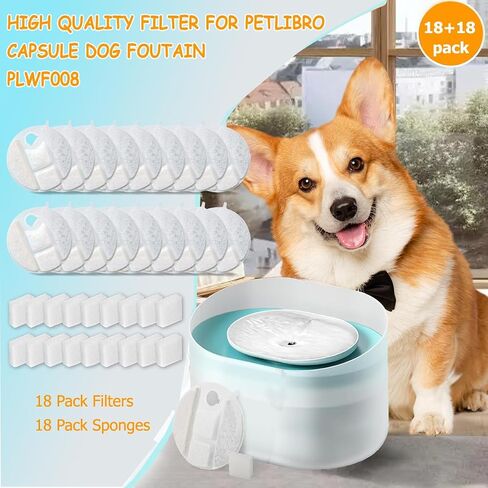 16 Pack Dog Water Fountain Replacement Filters for Petlibro Capsule Dog Fountain PLWF008,Dog Water Fountain Filter with Replacement Pre-Filter Pump Sponges. in Saudi Arabia