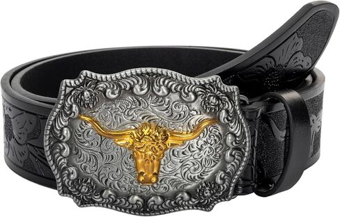 INOGIH Women's & Men's Western Turquoise Belt - Vintage Coffee Embossed PU Leather Belt for Jeans Pants in Saudi Arabia