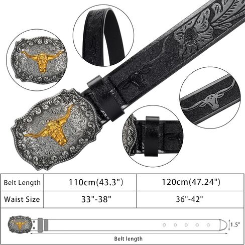 INOGIH Women's & Men's Western Turquoise Belt - Vintage Coffee Embossed PU Leather Belt for Jeans Pants in Saudi Arabia