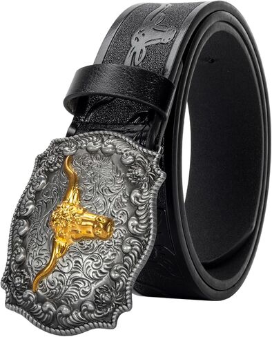 INOGIH Women's & Men's Western Turquoise Belt - Vintage Coffee Embossed PU Leather Belt for Jeans Pants in Saudi Arabia