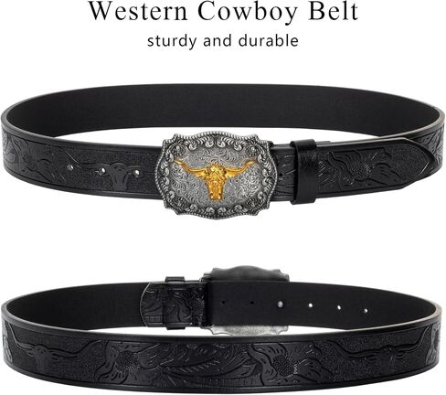 INOGIH Women's & Men's Western Turquoise Belt - Vintage Coffee Embossed PU Leather Belt for Jeans Pants in Saudi Arabia