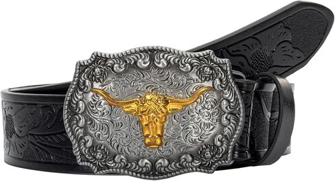 INOGIH Women's & Men's Western Turquoise Belt - Vintage Coffee Embossed PU Leather Belt for Jeans Pants in Saudi Arabia