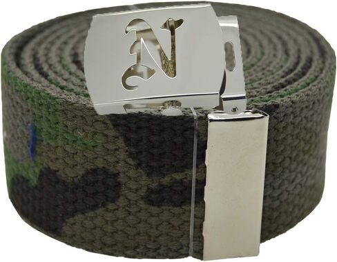 Old English Initial"N" Canvas Military Web Belt & Silver Buckle 60 Inch in Saudi Arabia