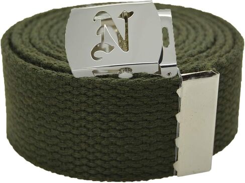 Old English Initial"N" Canvas Military Web Belt & Silver Buckle 60 Inch in Saudi Arabia