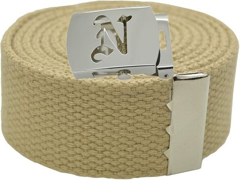 Old English Initial"N" Canvas Military Web Belt & Silver Buckle 60 Inch in Saudi Arabia