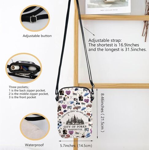 Movie Inspired Crossbody Bag Edward Cullen & Bella Swan Fans Gift Movie Character Fan Shoulder Bag in Saudi Arabia