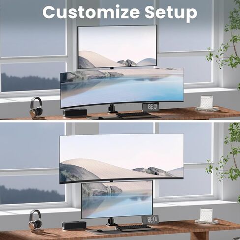 Dual Monitor-Arm Ultrawide Heavy Duty - 27-57 inch Vertical Dual Monitor Mount, Adjustable Stacked Double Monitor Desk Mount Stand, Max Load 59.4 lbs (per Screen), VESA 75 100 mm, Black in Kuwait
