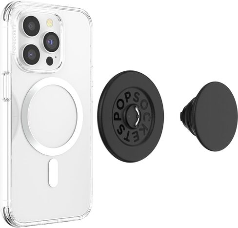 PopSockets Plant-Based Round Phone Grip Compatible with MagSafe, Adapter Ring Included, Phone Holder, Eco-Friendly, Wireless Charging Compatible - Clear in Saudi Arabia