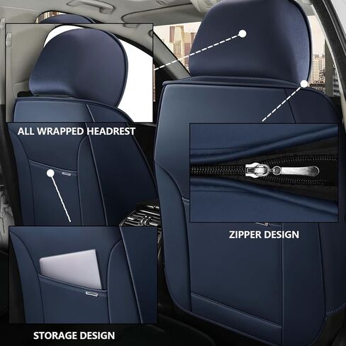 أغطية مقعد السيارة لـ Volvo S40 2000-2011 ، غطاء مقعد جلدي ناعم مضاد للماء مع جيوب تخزين (رمادي وبيضاء ، مجموعة أمامية) in Kuwait
