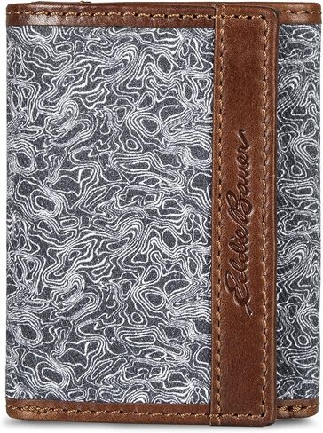 Eddie Bauer Men Pioneer Leather و Canvas Canvas Trifold Wallet (رسومات متنوعة) in Saudi Arabia