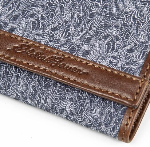 Eddie Bauer Men Pioneer Leather و Canvas Canvas Trifold Wallet (رسومات متنوعة) in Saudi Arabia
