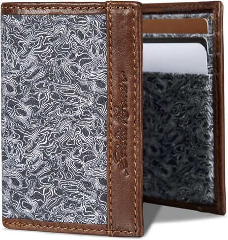 Eddie Bauer Men Pioneer Leather و Canvas Canvas Trifold Wallet (رسومات متنوعة) in Saudi Arabia