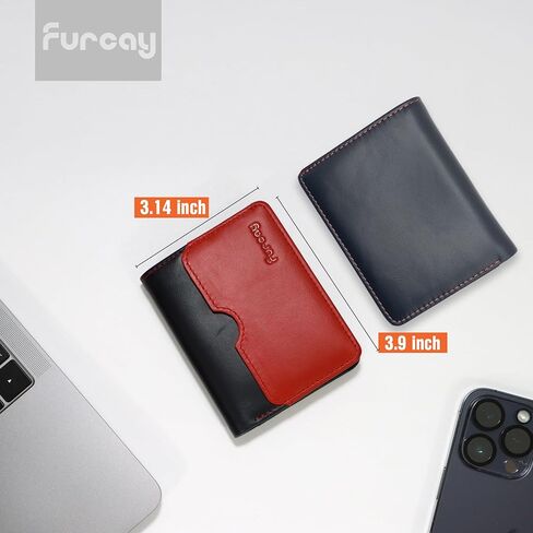 Slim Bifold Wallet for Men - Genuine Real Leather Wallets | Stylish Two-Color Design Thin Leather Front Pocket Wallet | 6-10 cards with Cash Compartment (Black/Gray) in Saudi Arabia