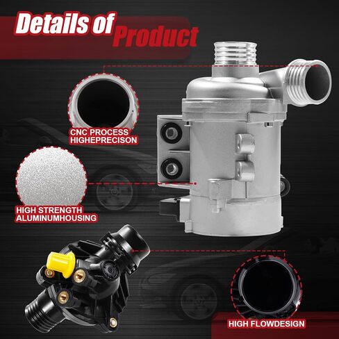 11517521584 مضخة مياه المحرك الكهربائي ＆ ترموستات متوافقة مع BMW X3 Z4 X5 328I 323i 128i 528i استبدال OE 11517546994 11517563183 11517586924 11517586925 596600 in Kuwait