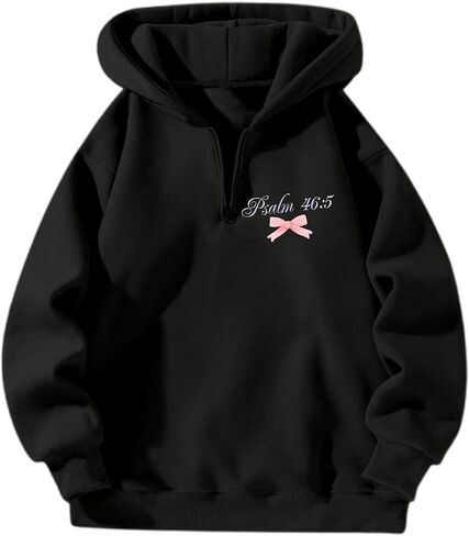 God is Within Her She Will Not Fall Hoodies for Women Casual Y2K Hooded Baggy Sweatshirts Pink Bow Graphic Preppy Hoodie in Saudi Arabia