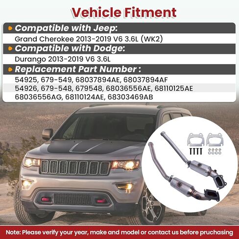 Left & Right Catalytic Converter Compatible with Jeep Grand Cherokee 2013-2019 V6 3.6L, for Dodge Durango 3.6L 2013-2019 Replace# 679-548 679-549 68037894AE 68036556AE in Saudi Arabia