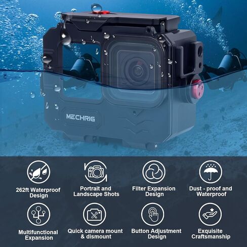 حالة مقاومة للماء من الألومنيوم لـ GoPro Hero13 Black Hero12 Hero11 Hero10 Hero9 Action Camera 80m مقاوم للماء العميق المائي والرائحة الرأسية مفتاح سريع (نموذج إطلاق سريع 63075) in Saudi Arabia