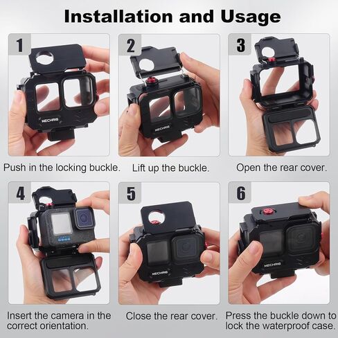 حالة مقاومة للماء من الألومنيوم لـ GoPro Hero13 Black Hero12 Hero11 Hero10 Hero9 Action Camera 80m مقاوم للماء العميق المائي والرائحة الرأسية مفتاح سريع (نموذج إطلاق سريع 63075) in Saudi Arabia