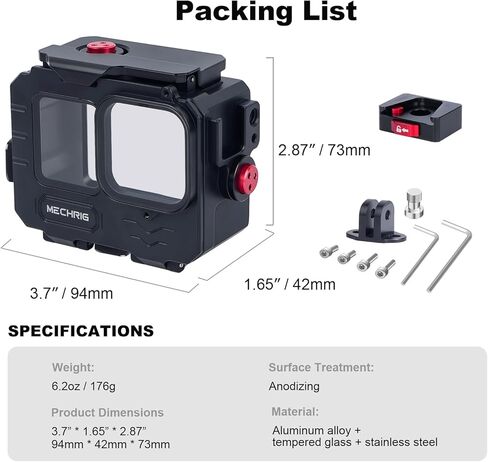 حالة مقاومة للماء من الألومنيوم لـ GoPro Hero13 Black Hero12 Hero11 Hero10 Hero9 Action Camera 80m مقاوم للماء العميق المائي والرائحة الرأسية مفتاح سريع (نموذج إطلاق سريع 63075) in Saudi Arabia