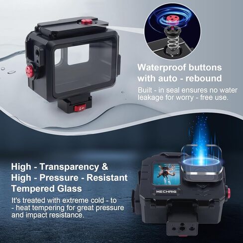 حالة مقاومة للماء من الألومنيوم لـ GoPro Hero13 Black Hero12 Hero11 Hero10 Hero9 Action Camera 80m مقاوم للماء العميق المائي والرائحة الرأسية مفتاح سريع (نموذج إطلاق سريع 63075) in Saudi Arabia