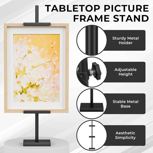Tabletop Picture Frame Stand, Adjustable for Frames Up to 28" H, Adjustable Tabletop Easel Stand, Metal Frame Holder Stands Steel Standing Easel Table Display Stands for Picture Frame, Artwork, Canvas in Saudi Arabia