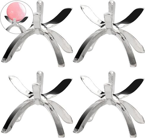 4 Pcs Silver Claw Rock Display Stand Crystal Holder with Invertible Design Modern Crystal Sphere Holder Rock Stands for Display Gemstones Fossils Ball Egg Shelf in Saudi Arabia