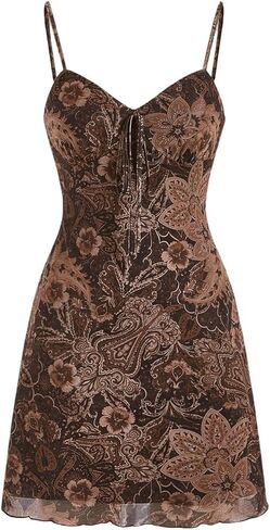 Milumia Women's Paisley Print Cami Short Dress Boho Mesh Mini Sun Dresses in Saudi Arabia