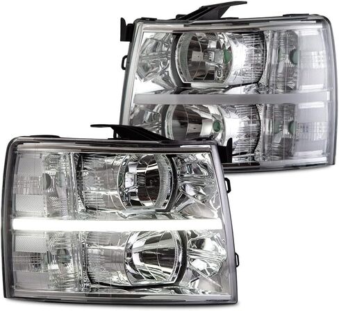 CHEDA LED DRL STRIP Headlights Compatible with 2007-2013 Chevy Silverado 1500 2500 3500 & HD (Clear lens Chrome Housing Clear Reflector) Headlamp Assembly Faros Conjunto De Faros in Saudi Arabia