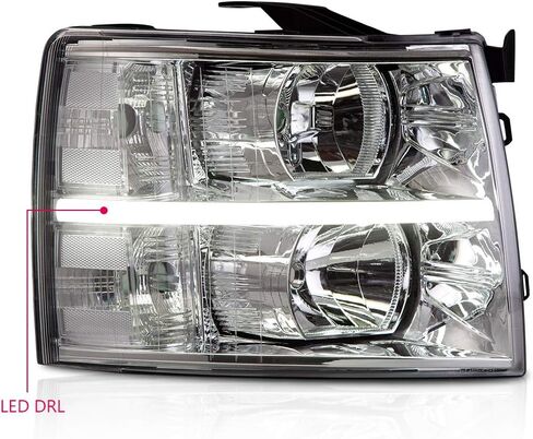 CHEDA LED DRL STRIP Headlights Compatible with 2007-2013 Chevy Silverado 1500 2500 3500 & HD (Clear lens Chrome Housing Clear Reflector) Headlamp Assembly Faros Conjunto De Faros in Saudi Arabia